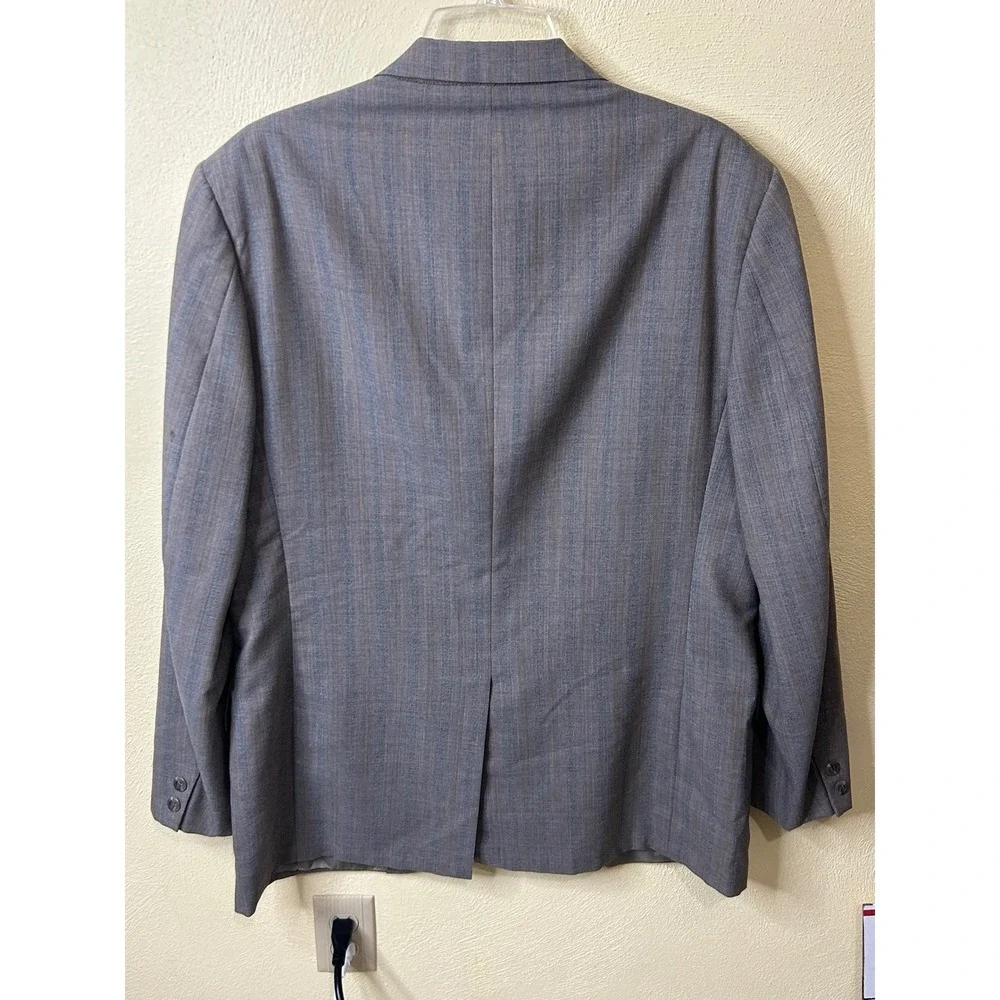 Vintage Mens Grey Striped Two Button Wool Blend Suit Blazer‎ and Trousers Set